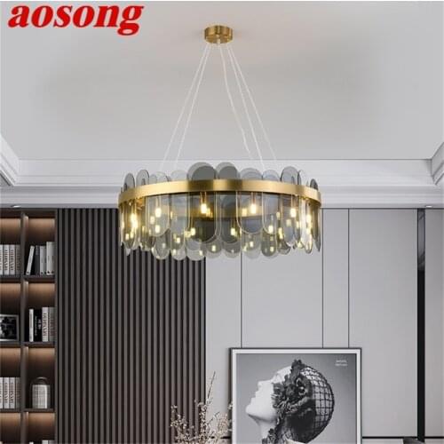 AOSONG Chandelier Postmodern Pendant Lamp Simple LED Light Fixture for Home Living Dining Room