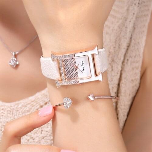 Casual Rectangle Splicing Color Dial Ladies Watch Fashion Rhinestone Belt Ladies Quartz Hand Watch