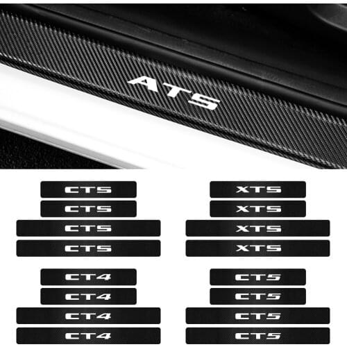 Car-Styling 3D Carbon Fiber Car Door Sill Protector Sticker Decal For Cadillac ATS CTS XTS Escalade CT4 CT5 CT6 XT4 XT5 XT6
