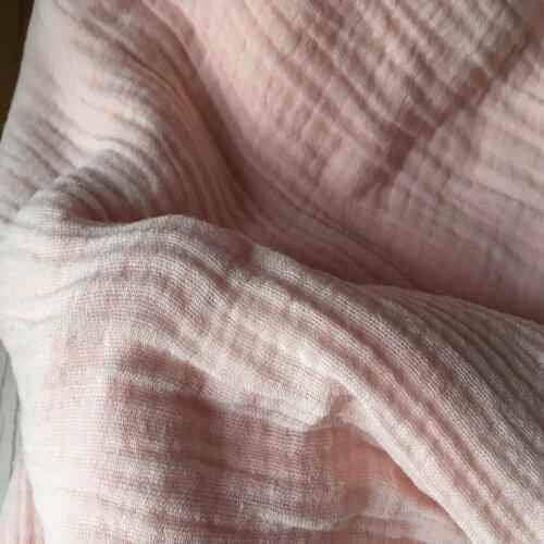Super Soft 100% Cotton Light Double Gauze Fabric 130cm 53'' wide 100 gsm white pink baby sewing fabric 10m for sample test CD04B