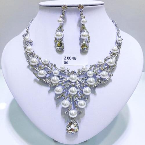 Wedding Bride Jewelry Accessory Beads Rhinestone Necklace sets Earrings