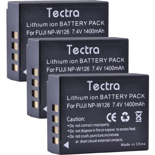 Tectra 3Pcs NP-W126 NP W126 Li-ion Battery for Fujifilm FinePix HS30EXR HS33EXR HS50EXR X-A1 X-E1 X-E2 X-M1 X-Pro1 X-T1