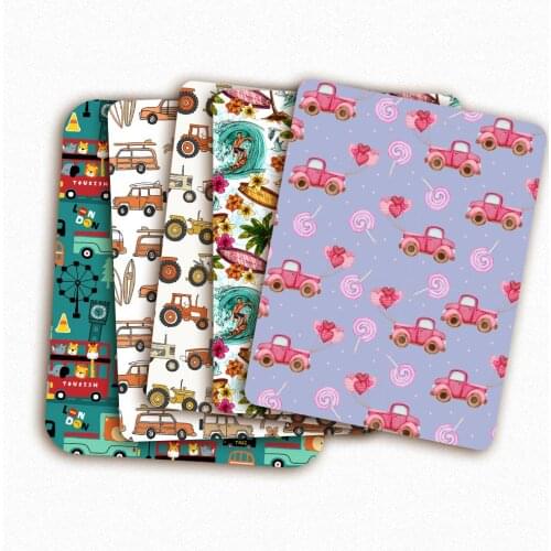 Polyester Cotton Fabric By The Meter Go-Kart Bus Printed Sheet For Sewing Craft Cloth Dress Needlework Accessories DIY 45*145cm