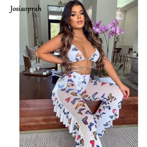 Josiaoprah Boho floral print v neck sexy jumpsuit women Backless lace up casual jumpsuit romper 2021 vintage summer jumpsuit