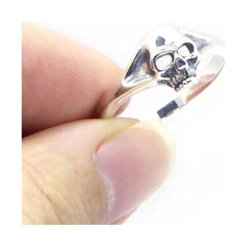 Wholesale Price Real 925 Silver Hollow Skull Ring Top Quality Fashion Ladies Mini Biker Ring