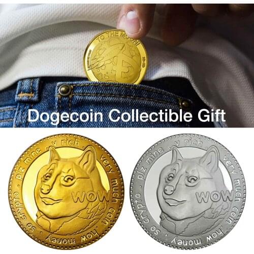 Gold Dogecoin Commemorative Coin For Year Of The Dog Round Physical Blockchain Crypto Currency Collectable Gift Gold And Sliver
