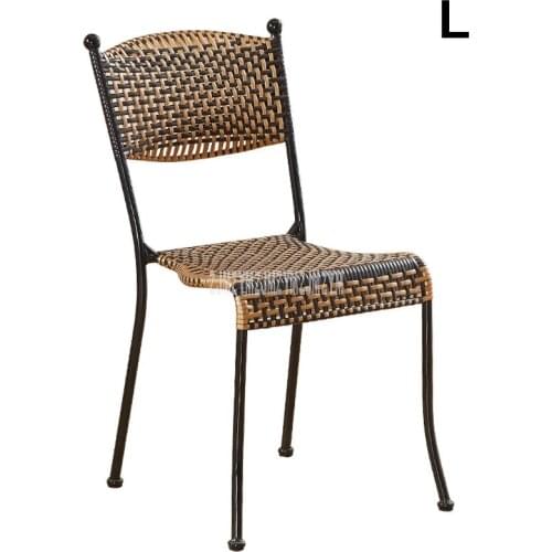 1Set 2pcs Rattan Weave Chair Simple PE Rattan Steel Frame Balcony Living Room Leisure Chair With Backrest For Adult L Size