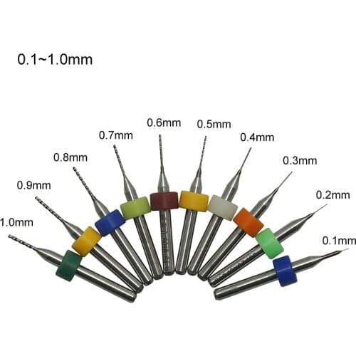 10pcs PCB Drill Tool Kit 0.1mm-2.0mm Drilling Bits Tungsten Carbide Metal Milling Cutter CNC Engraving Tools