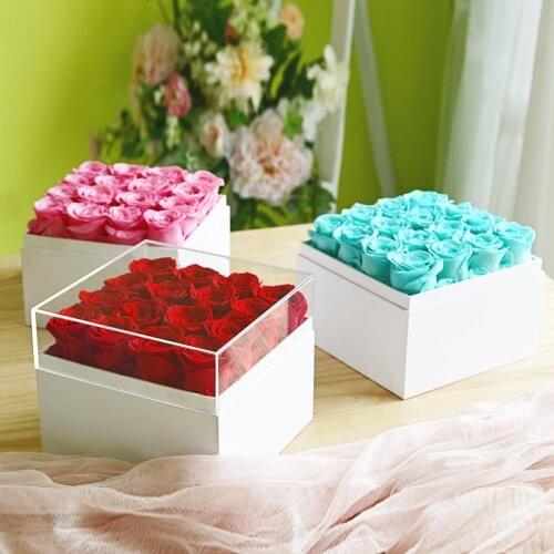 16pcs Gift Box Preserved Rose Artificial FLowers Dried Flower Room Ornaments Bedroom Decor Gifts To Girlfriend Mothers Day