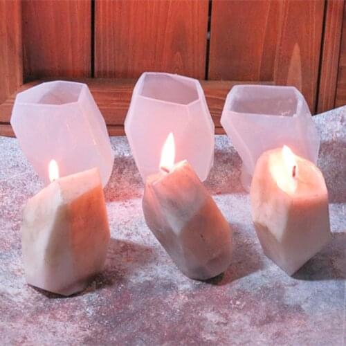 3D Geometric Stone Shape Candle Mold Silicone Mold DIY Aroma Plaster Craft Mould Small Candle Resin Soap Molds Xmas Home Decor
