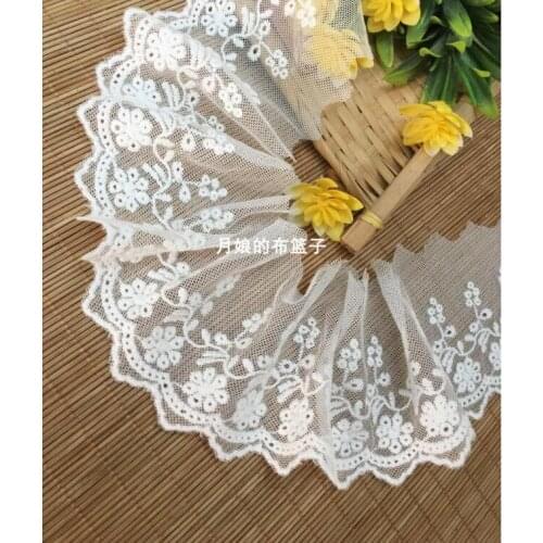 5 Meters/lot White Color Lace Ribbon 100% Cotton Hollow Out Embroidered Lace Trim Fabric 9cm Width DIY Sewing Accessories