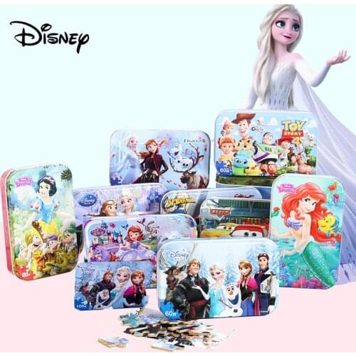 60pcs Disney Marvel 3D Puzzle Frozen 2 Anna Elsa Princess Pixar Cars 3 Puzzle Educational Toy Mickey Minnie Wooden Toy Kids Gift