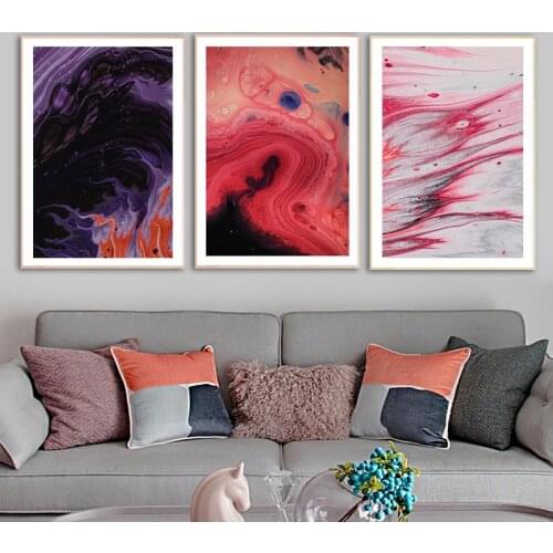Abstract Red ink Canvas Paintings Wall Art Purple Prints Poster Living Room Decor Decorative Paintings On The Wall Home Decor