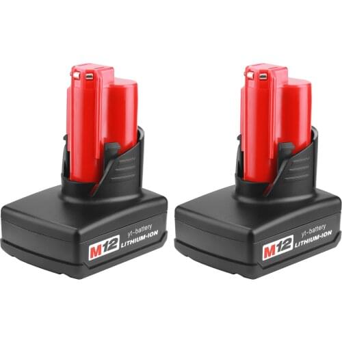 2pcsRechargeable 6000mAh Battery for Milwaukee M12 XC Cordless Tools 6000mAh 12 v batteries 48-11-2401 MIL-12A-LI