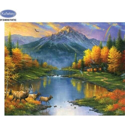 Forest Diy Diamond Painting Nature Mountain Handmade Full Diamond Embroidery Lake 5d Square Diamond Mosaic River Full Paste YWH