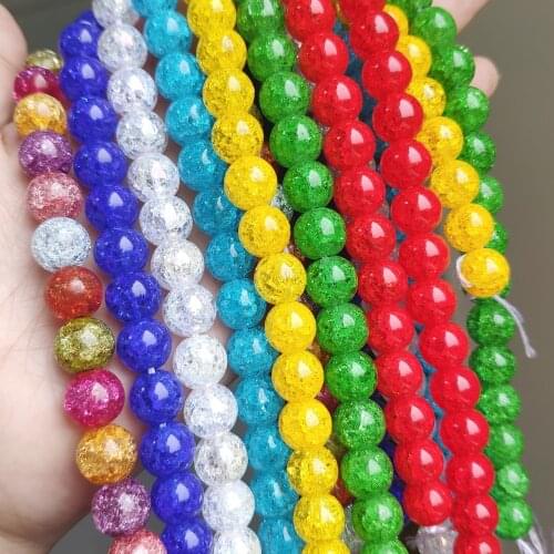13 Style Natural AB Multicolor Cracked Crystal Quartz Round Loose Beads for Jewelry Making DIY Bracelet Wholesale Perles 15