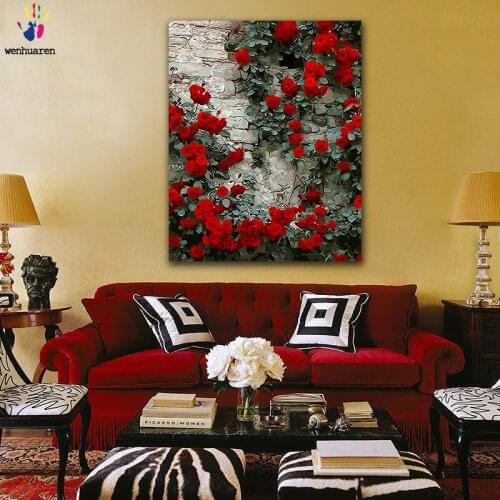 DIY colorings pictures by numbers with colors Rose flower wall pink romantic picture drawing painting by numbers framed Home