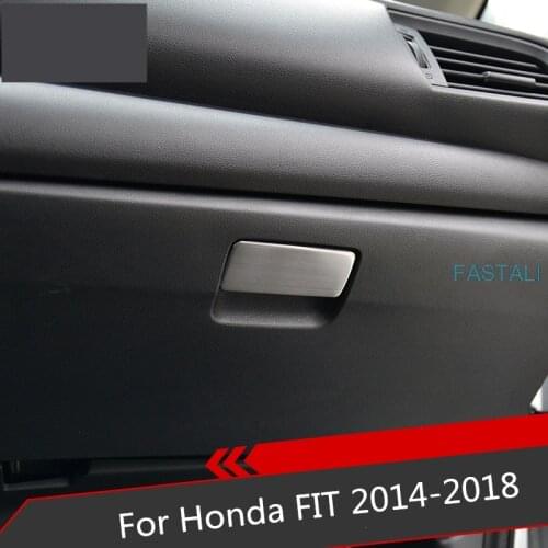 For Honda FIT JAZZ 2014-19 Central control glove box handle decoration stainless steel interior stickers accessories