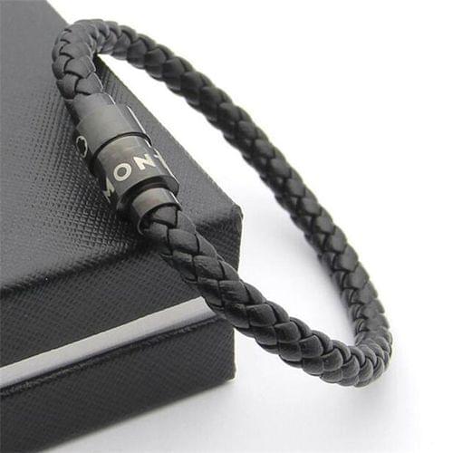 Men woman magnetic buckle genuine leather braid bracelet in 20cm luxury bangle 18k real gold charm bracelet jewel