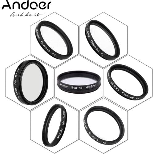 Andoer 40.5mm UV+CPL+Star8+Close-up (+1 +2 +4 +10) Photography Filter for Canon Nikon Sony DSLR Camera Lens