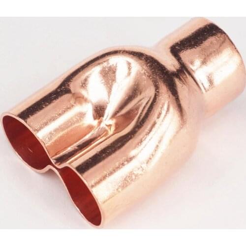 I.D 22x28x22mm Copper End Feed Reducer Y 3 Ways Welding Pipe Adapter Refrigerator Air Condition