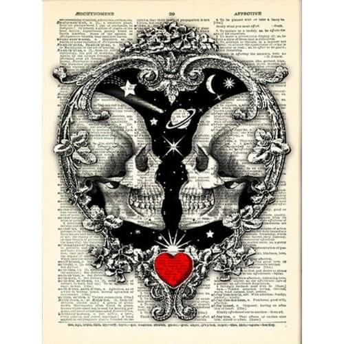 JMINE Div 5D Skull Couple Heart Full Diamond Painting cross stitch kits art High Quality artist 3D paint by diamonds
