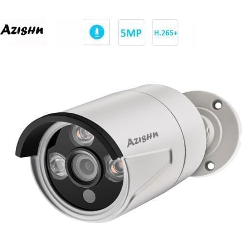 AZISHN AZ-IP603-BW Bullet IP Camera 5MP 2592x1944P Infrared Security Audio Outdoor Metal Security Surveillance POE/DC 2MP/3MP