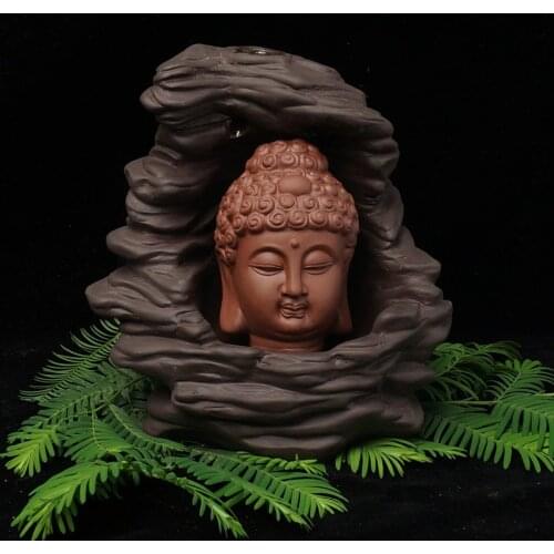 Ceramic Buddha Head incense burner backflow incense burner buddha statues home decor sandalwood incense base 20pc incense free
