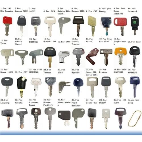 39 Construction Heavy Equipment Key for Linde,Komatsu,Jungheinrich ,Doosan,Daewoo,Bobcat,Terex,Skytrak,TCM