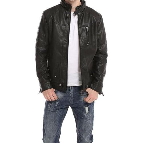 New 2018 Business casual Winter Thick Faux Leather Jacket Coat Plus Size flocking Zipper coat high-quality