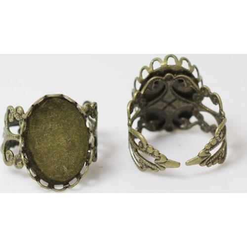 Beadsnice Brass Finger Ring Base fits 13x18mm oval Settings Ring Bezel Blanks for DIY Jewelry Findings ID11342