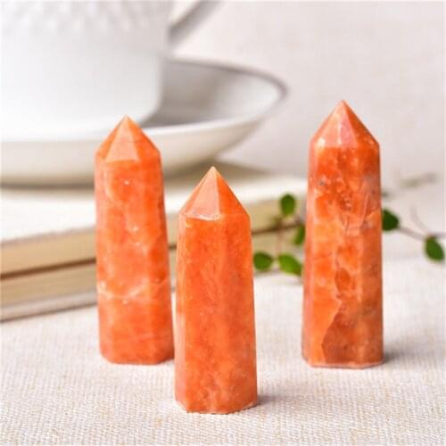 Natural quartz gemstones healing stones jewelry Golden sunstone points for Home Decoration