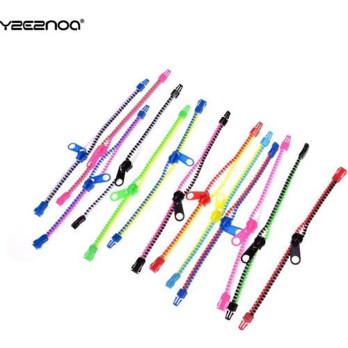 10pcs/lot Metal Zipper Bracelet Fluorescent Neon Creative Gifts Fashion Zip Bracelet Bangles Color Random