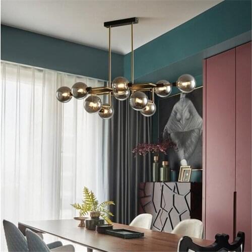 Nordic industrial chandelier black gold Bubble LED glass lamp Dinning room Kitchen Light Fixtures Home Decor metal chandelier