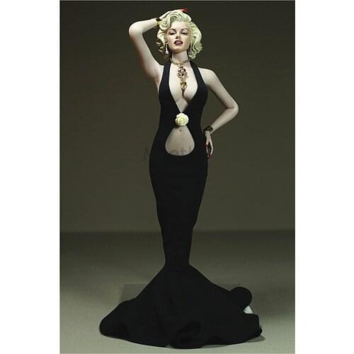 New 1/6 Scale NEW Rose Black Skirt Clothing for 12inch Phicen JIAOUL Tbleague Body Mode Toy Secret Garden