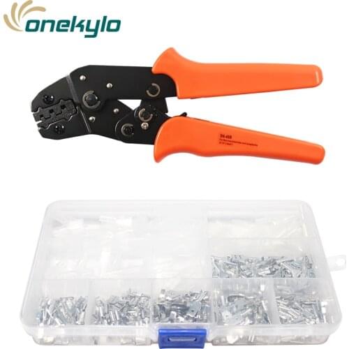 Sn-48b mini crimping pliers kit 270Pcs/lot 2.8/4.8/6.3mm Wire Connectors Assorted Kit Crimp With Transparent Insulating Sleeves