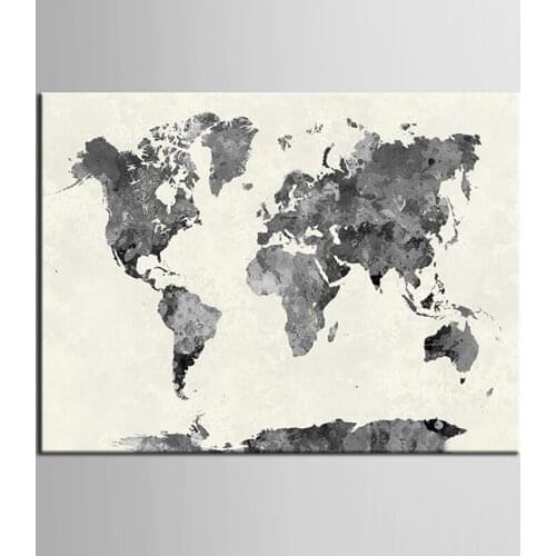 Unframed Canvas Printings Black and white map series Modern Style Cheap Pictures Decorative Wall Art Prints Gift