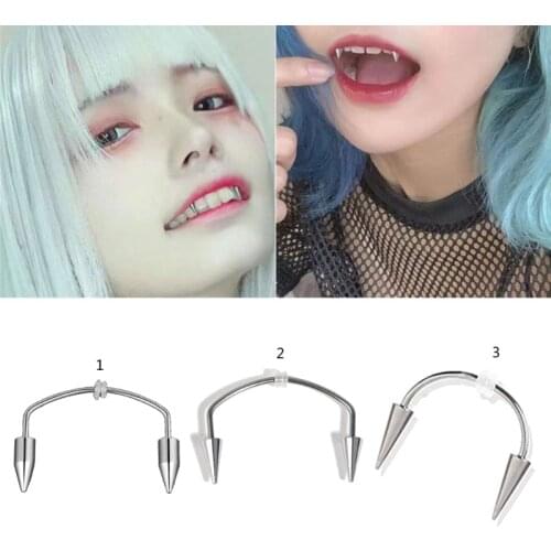 Nail Stainless Steel Smiley Piercing Jewelry Septum Piercing Body Decorations Vampire Fangs Zombie Teeth
