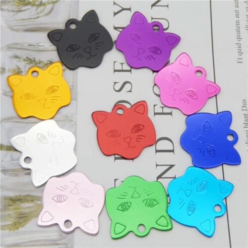 Julie Wang 10PCS Blank Cat Head Tag Charms Aluminum Alloy Dog Pet ID Identity For Name Phone Number Jewelry Making Accessory