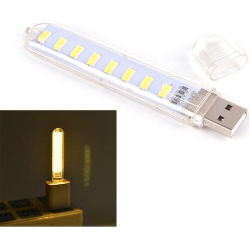 Portable Night USB Gadget Lighting For PC Laptop DC5V 8 LED Mini Mobile Power USB LED Lamp Camping Computer