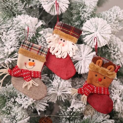 Festive Party Supplies Christmas Stockings Christmas Tree Decorations Socks Children Candy Gift Bags 9pc/lot