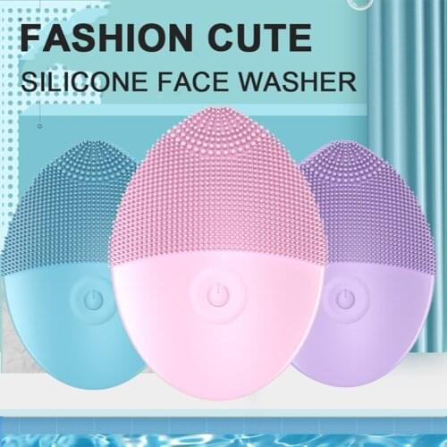 Silicone Face Cleansing Brush Mini Electric Massage Waterproof Facial Cleansing Tool Soft Deep Washing Pore Cleanser Brush