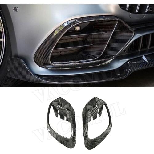 Dry Carbon Fiber Front Bumper Foglamp Air Vent Trim Mesh Covers For Benz AMG GT43 GT50 GT53 2019 2020 B Style FRP Grill Frame