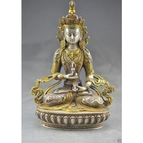 Tibetan Buddhism Silver Bodhisattva Guan Yin Kwan yin Buddha Statue