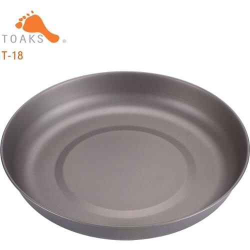 TOAKS T-18 Ultralight Titanium Plate Outdoor Camping Cookware Dishes Eco-Friendly Kitchenware Dinnerware Tray 61g D190mm