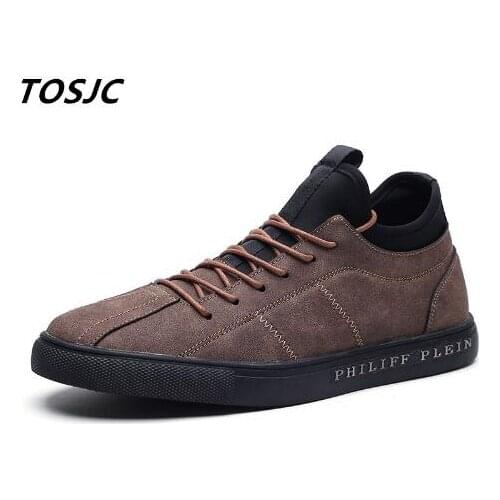TOSJC 2018 Man Casual Shoes Low Top Lace Up Breathable Fashion Vulcanize Shoes Brown Color Falt Shoes Outdoor Footwear 14