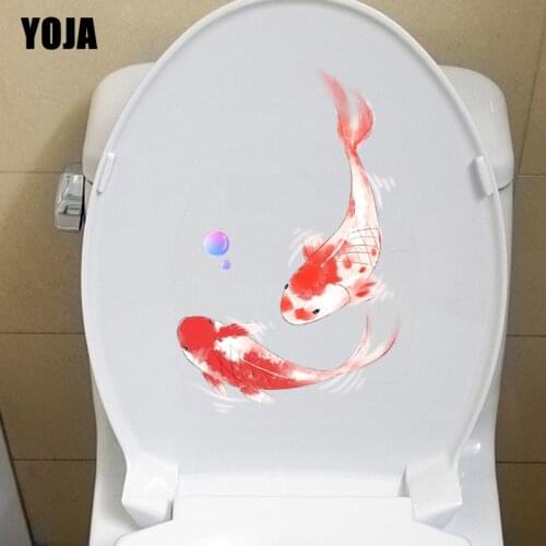 YOJA 14*21.9CM Two Goldfish In Hip-hop BedRoom Home Decor Wall Sticker Toilet Decal Modern Art T3-0784