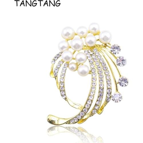 TANGTANG Brooch For Women Simulated Pearl Beads Brooches Bijoux Accessories 3 Colors Nice Fashion Pin Brooch Ornaments 2020 New