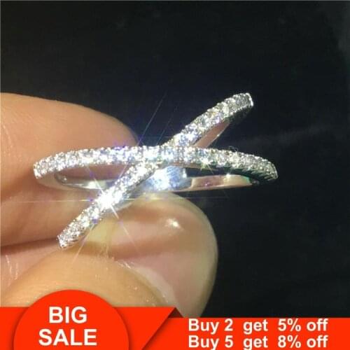 Female Cross Promise ring 925 Sterling silver MircoPave AAAAA cz Engagement Wedding Band Rings for women men Fashion Jewelry