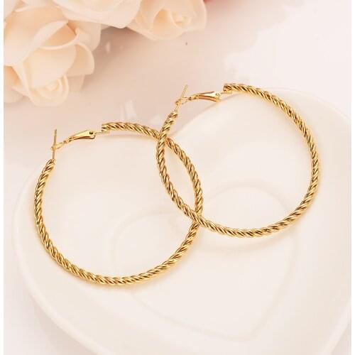 Gold color Hoop Earrings Jewelry Wholesale Trendy Pattern Circle Round Earrings For Women wedding bridal party gifts